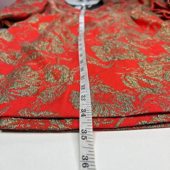 Happy X Nature Kate Hudson Women's Mini Dress Red/Gold Embroidered Glam Size 6 - Picture 11 of 16